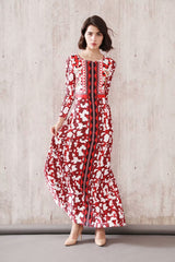 Printed High Street Fashion Casual Long Dresses