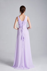 Sexy Split Ruched Lace Up Back Fashion Casual Long Prom Dresses