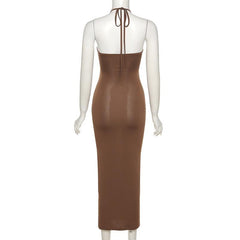 Hollow Out Halter Backless Bodycon Dress