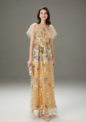 Layered Ruffles Elegant Long Party Prom Dressess