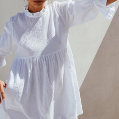 Summer Beach White Ruffles Dress