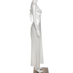 White Satin Maxi Dresses