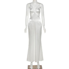 White Satin Maxi Dresses