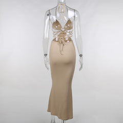 Sexy Backless Halter Long Maxi Dresses