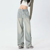 Washed Harajuku Drawstring Casual Floor-Length Denim Jeans