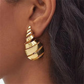 Ingemark Gold Chunky Water Drop Dome Trendy Punk Glossy Tear AccessOries Earring