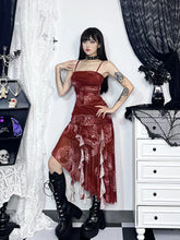 New Chinese Dragon Y2K Folds Asymmetrical Spaghetti Strap Backless Square Collar Party Dress