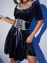 Black Harajuku Party Corset A-Line Velvet Summer Fashion Emo Chic Elegant High Waist Dress