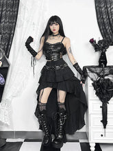 WomenSteamRetro Gothic Pleated Asymmetric Hi-Low Lace Party Irregular Victorian High-Low Bustle Skirt