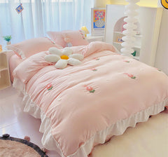 Floral Embroidered Cotton Bedding Set