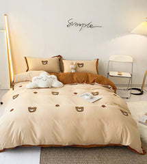 Bear Embroidered Cotton Bedding Set