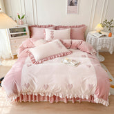 Heart Embroidery Winter Thickened Fleece Bedding Set