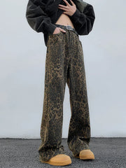 Leopard Print Oversized Wide Streetwear Vintage Loose Baggy Designer Trouser