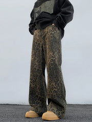 Leopard Print Oversized Wide Streetwear Vintage Loose Baggy Designer Trouser