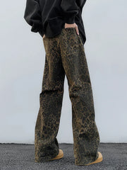 Leopard Print Oversized Wide Streetwear Vintage Loose Baggy Designer Trouser