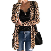Cardigan Fashion Sweaters Long Sleeve Leopard Print Knitted Tops Leopard Print Outwear