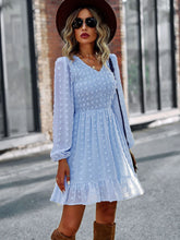 Lantern Sleeve V-neck High Wait Party Dress