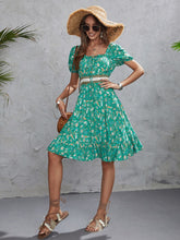 Bohemian Short Floral Print Elastic Waist Dress