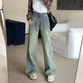 Size Nostalgia Wide Leg Jeans American High Waist Pear Loose Covered Meat Dragging Vintage Straight Pants Jeans