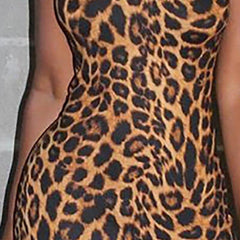 Leopard print chiffon dress Sleeveless thin strap midi summer dress party dresses robe femme vestidos mujer