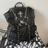 Goth Y2k Black Punk Rivet Chain Skeleton Fashion Backpack Bag