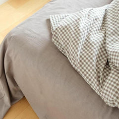 Mini Beige Gingham Bedding Set