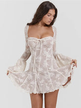 Square Collar Long Backless Loose Club Floral Dress