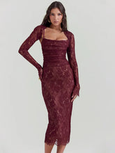 Sheer Mesh Long Sleeve Spaghetti Strap Bodycon Floral Dress