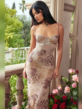 Spaghetti Strap Sleeveless Lace-up Split Club Party Tank Floral Dress