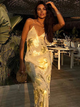 V Neck Backless Slipdress Spaghetti Strap Bodycon Floral Dress