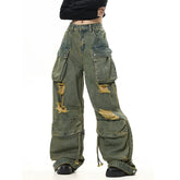 Green Y2K Vintage Streetwear Baggy Denim Pants