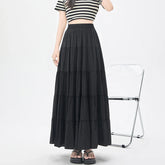 New Fashion Layered Spring Summer High Waist A-line Long Ladies Holiday Style Casual Loose Skirt