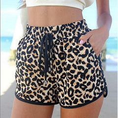 Shorts Leopard Lace Up High Waist Elastic Short Beach Casual Shorts Charming Ladies Short