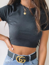 O Neck Knit White Summer Casual Basic Streetwear Short Sleeve Crop Tops