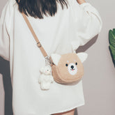 Animal Head Plush Messenger Bag