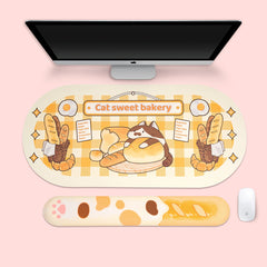 Cute Cartoon Cat Mouse Pad And Keyboard Wrist Rest