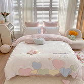 Sweet Love Heart Embroidery Bedding Set