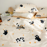 Funny Cat and Orange Print Bedding Set