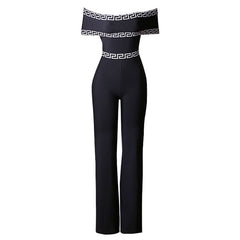 Ryleigh Black Printed Bandage Jumpsuit