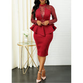 Clearance Plus Size Peplum Sequin Detail Dress