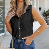 OL Business Work Turn-Down Collar Blouse Harajuku Female Summer Cami Top