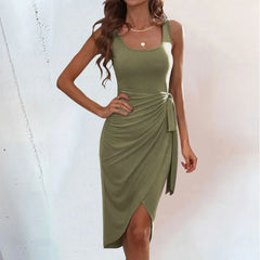 One Shoulder Cocktail Ladies Ruffle Wrap Ruched Bodycon Formal Wedding Guest Female Robe Midi Dress