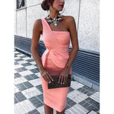 One off shoulder dress sexy bodycon dresses Elegant office ladies club party dress Autumn fashion skinny vestidos