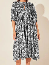 Oversized Elegant Floral Printed Fashion Lantern Sleeve Boho Dress