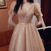 Pearls Beading Tulle Party Dresses