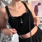 Fashion Personalized Metal Decoration Spicy Girl Crop Top