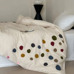 Playful Polka Dot Embroidered Duvet Cover
