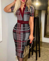 Polka Dot Print V Neck Long Sleeve Clothing Midi Dress