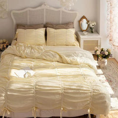 Princess Ruched Bedding Set - Pastel Yellow