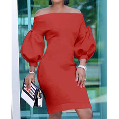 Puff sleeve off shoulder bodycon dress